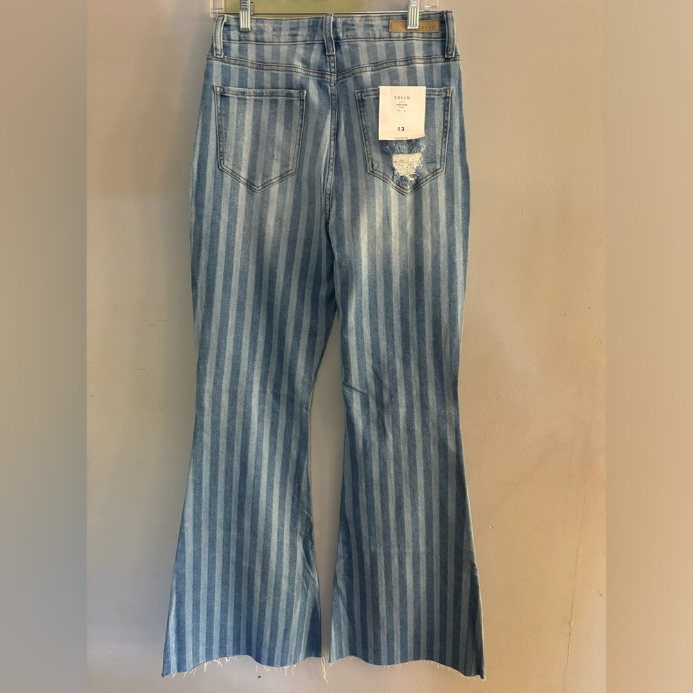Cello Striped High Rise Flare Jeans - Picture 2 of 5